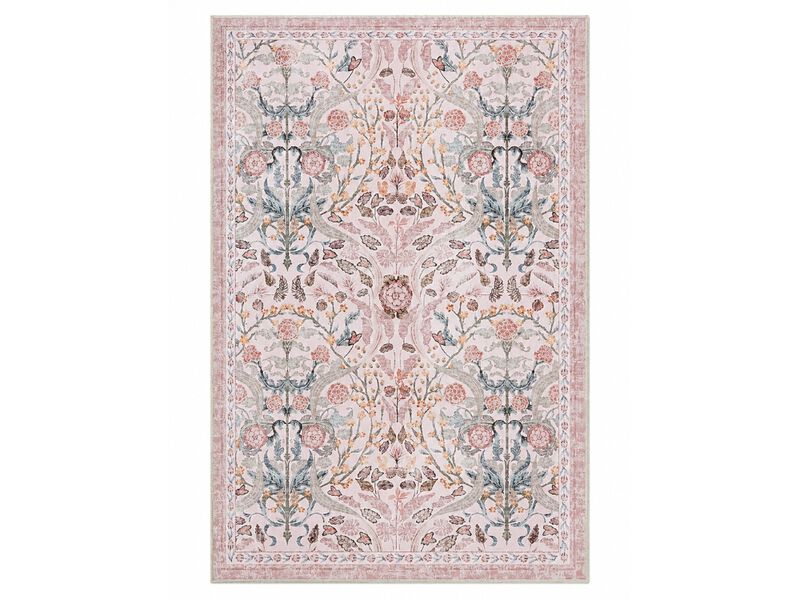 Pink Boho Floral Area Rug 8x10 Washable Non Slip Bedroom Floor Carpet image number 0