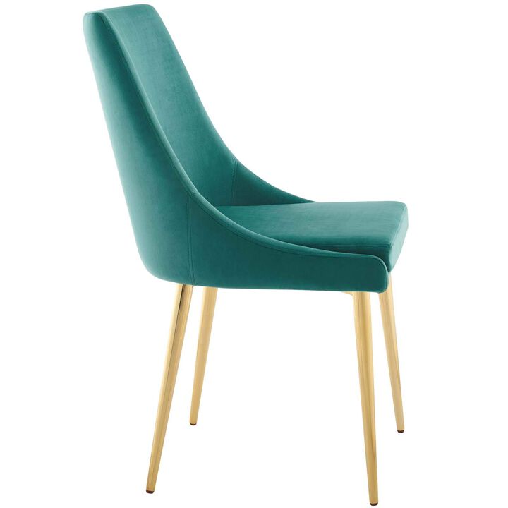 Modway Viscount Modern Accent Performance Velvet Dining Chair, Teal