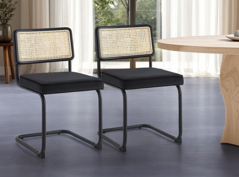 Set of Two Upholstered Velvet Dining Side Chairs