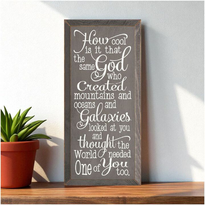 Faith Quote Wood Sign God Created Mountains Oceans and You Rustic Wall Plaque