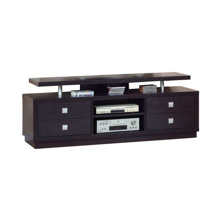 Modern Style TV Stand With 4 Drawers And 2 Open Shelves.-Benzara