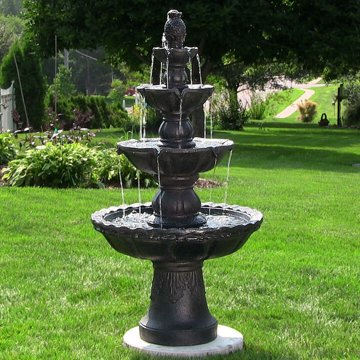 Sunnydaze Pineapple Resin Outdoor 4-Tier Water Fountain