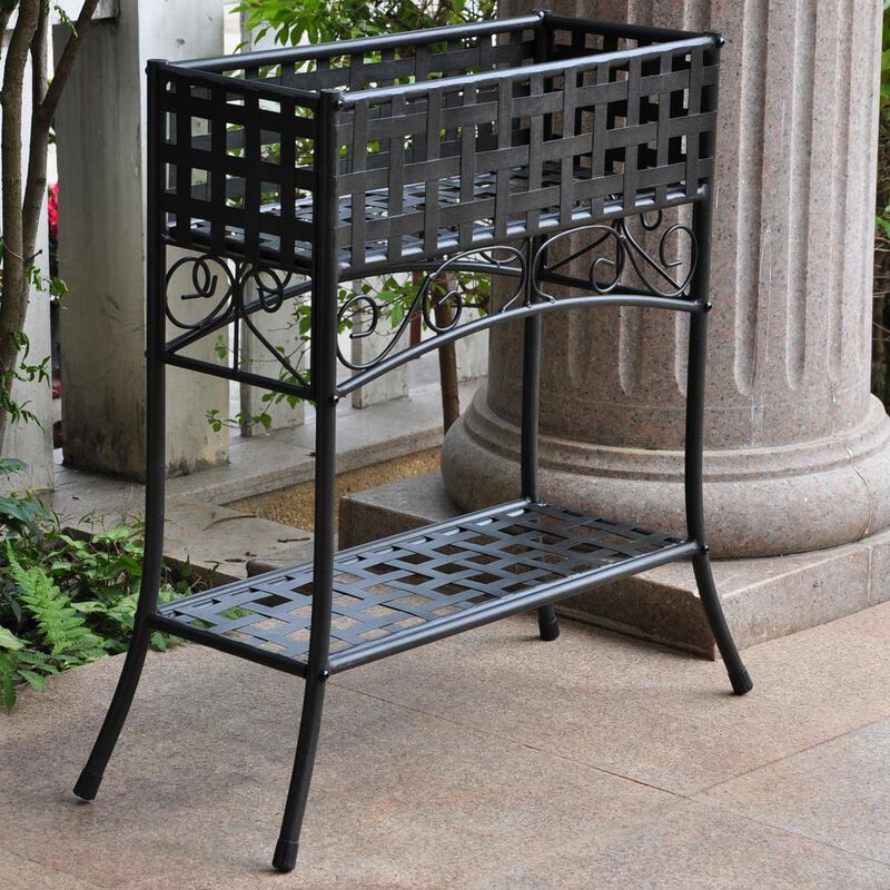 International Caravan Mandalay Iron Rectangular Plant Stand