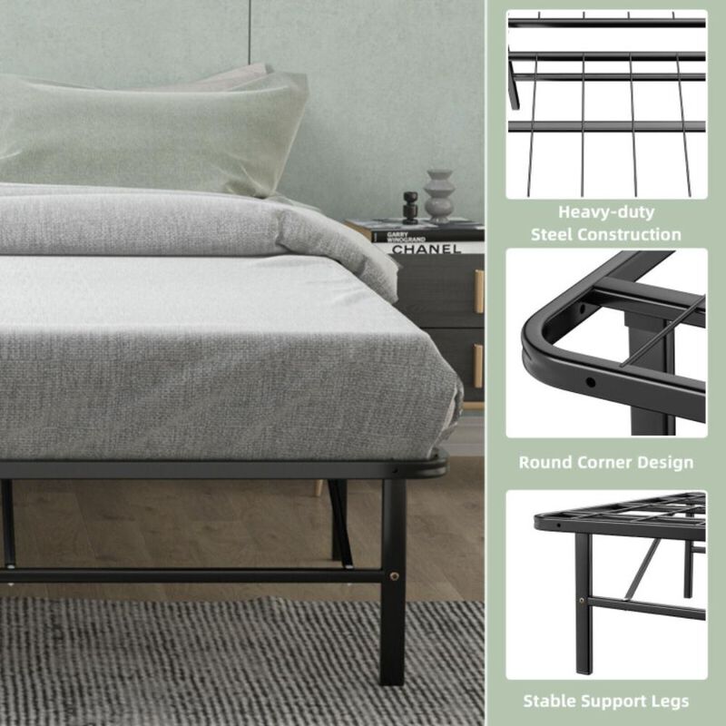 Hivvago Foldable Metal Platform Bed with Tool-Free Assembly