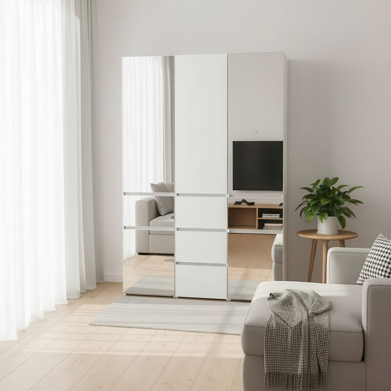Elise Modular Wood Closet System with Mirror in White