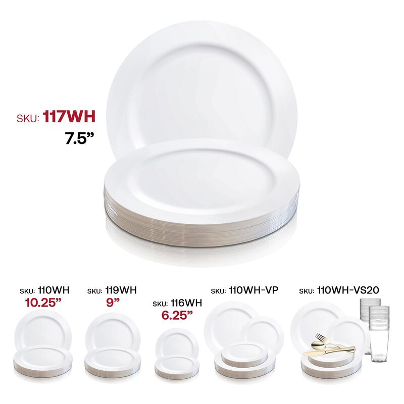 7.5" Solid White Round Plastic Salad Plates (120 Plates) image number 5