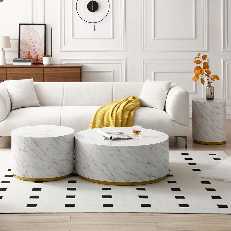 Set of 3 Round Coffee Table for Living Room Fully Assembled - Stylish and Functional