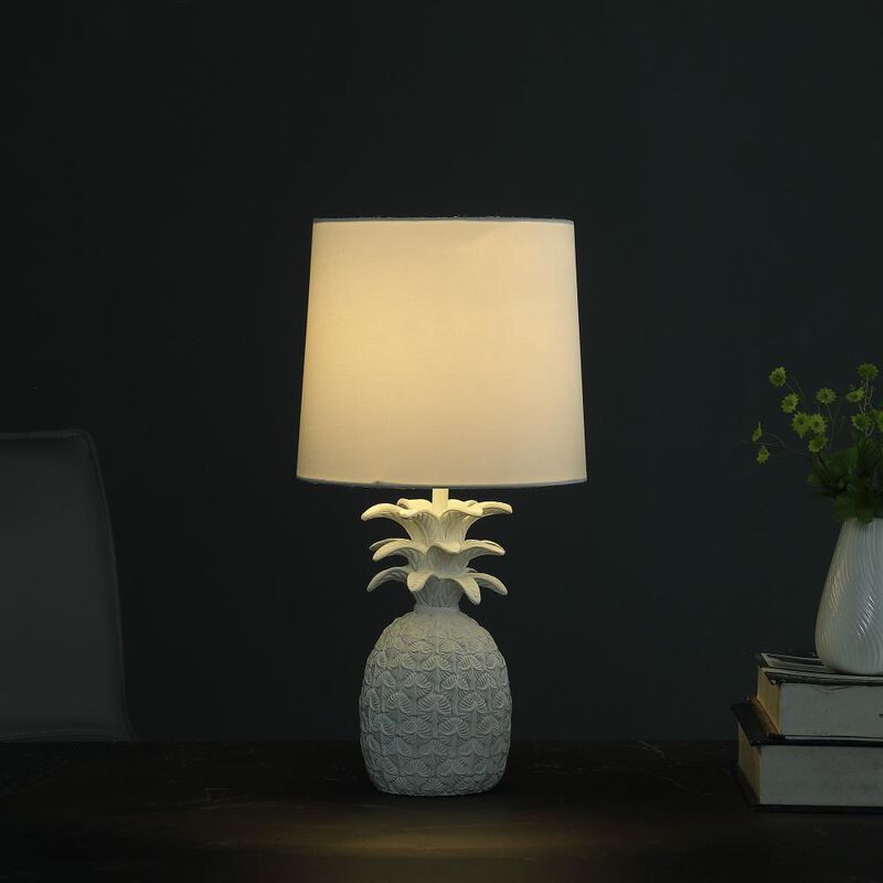 Hivvago 17" White Pineapple Table Lamp With White Empire Shade
