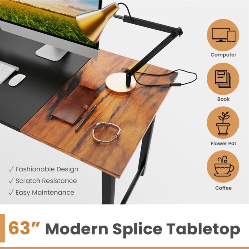 Hivvago Modern Splice Computer Desk with Heavy Duty Steel Frame