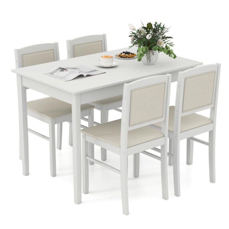 Hivvago 5-Piece Dining Set for 4 with Rubber Wood Legs for Small Dining Room