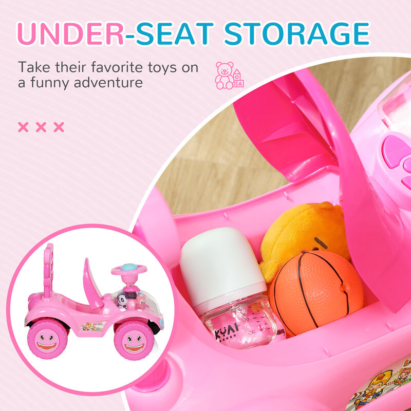 BreeBe Foot to Floor Toddler Push Car w/ Horn, Light, Music, Anti-Over-Backwards Device & Underseat Storage image number 5