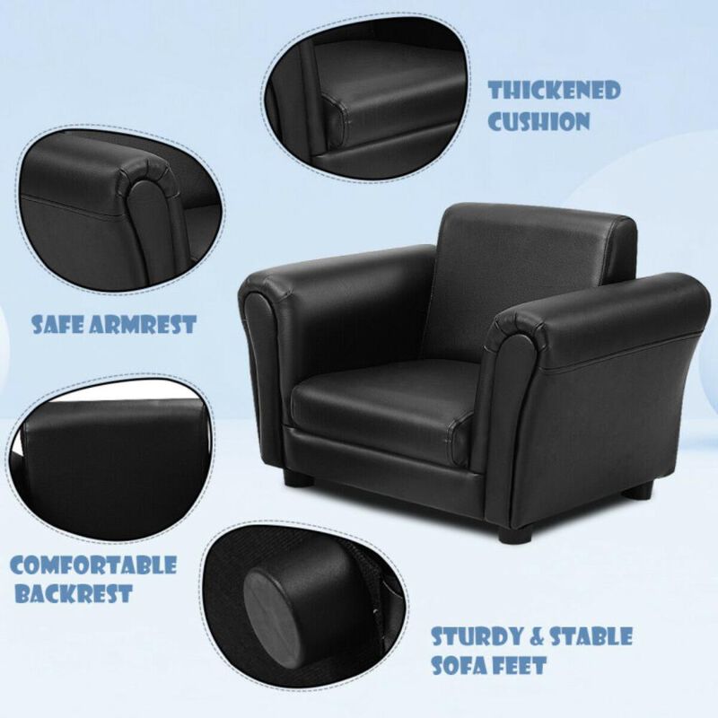 Hivvago Black Kids Single Armrest Couch Sofa with Ottoman