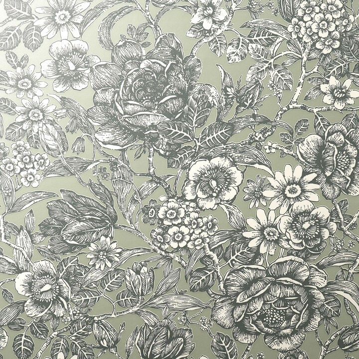 Hedgerow Green Floral Trails Wallpaper