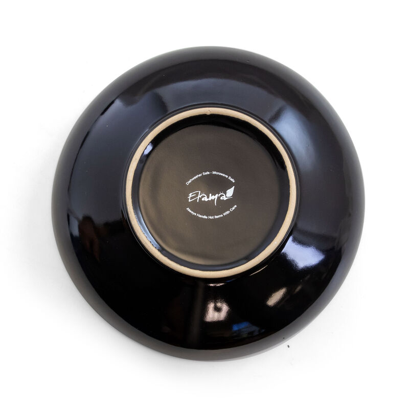 Elama Midnight Beach 16 Piece Dinnerware Set in Metallic Black