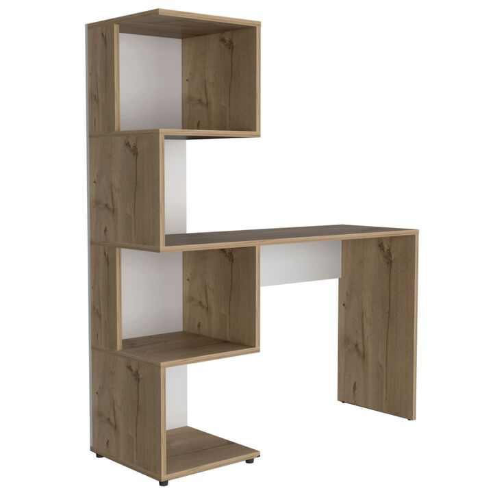 Vik Desk with Storage Cabinets -Light Oak / White