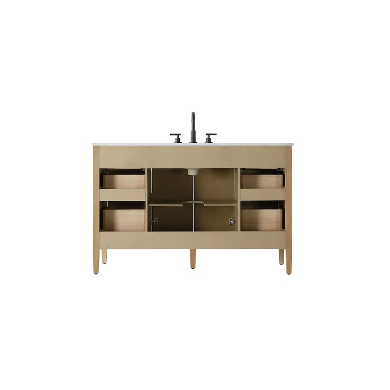 Elegant Kitchen and Bath 54 inch Single Bathroom Vanity in Linen Oak
