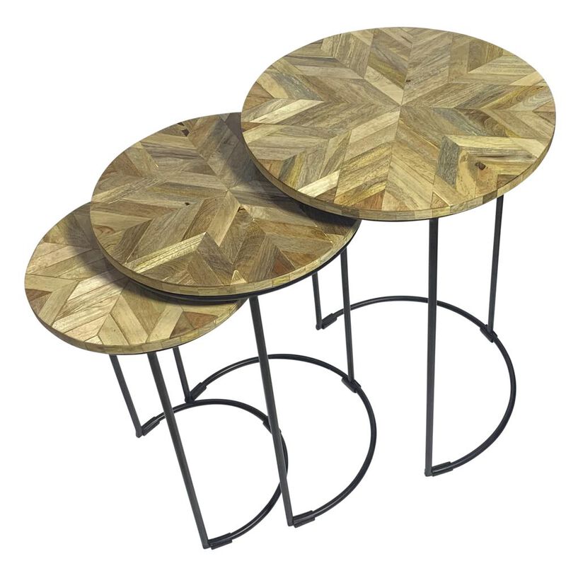 Carolina Living Mackintosh Round Nesting Tables - Natural Inlay/Black