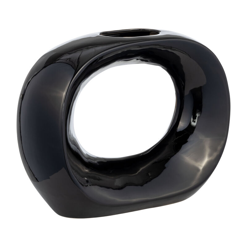 11"H Oval Vase, Shiny Black image number 2