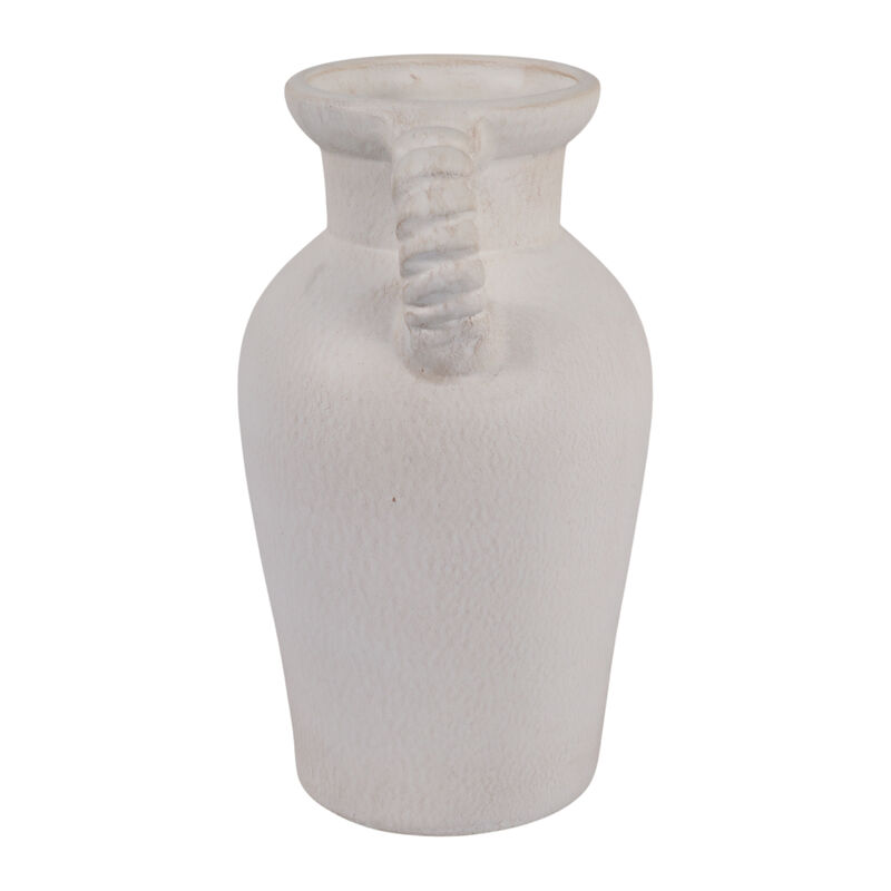 14x9" Twisted Handle Terracotta Vase, White image number 3