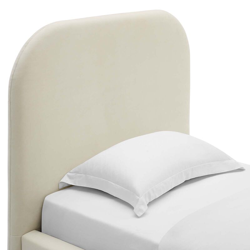 Keynote Performance Velvet Curved Twin Platform Bed image number 5