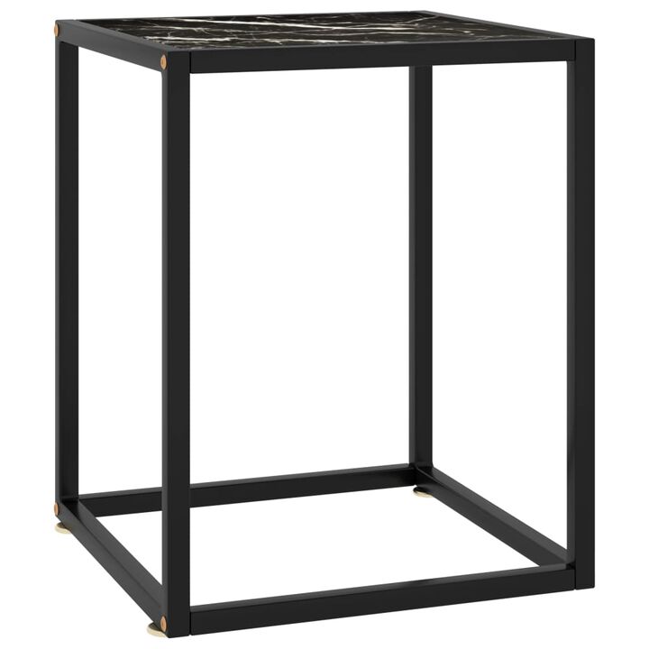 vidaXL Coffee Table Black with Black Marble Glass 15.7x15.7x19.7