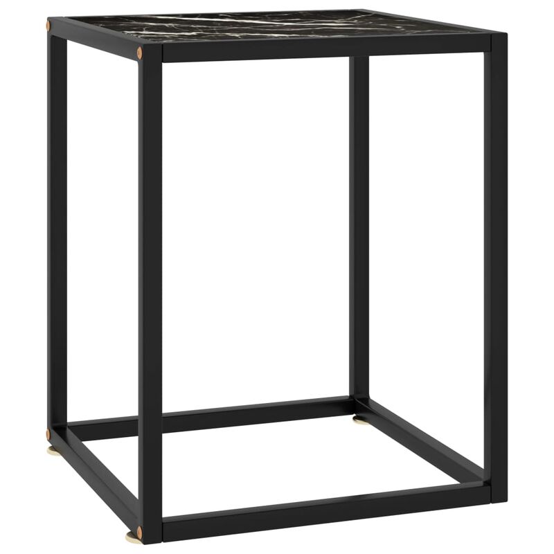 vidaXL Coffee Table Black with Black Marble Glass 15.7x15.7x19.7