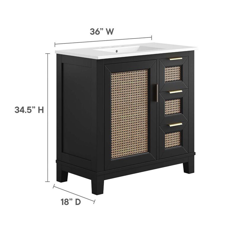 Modway Dixie 36&rdquo; Solid Wood Bathroom Vanity Cabinet