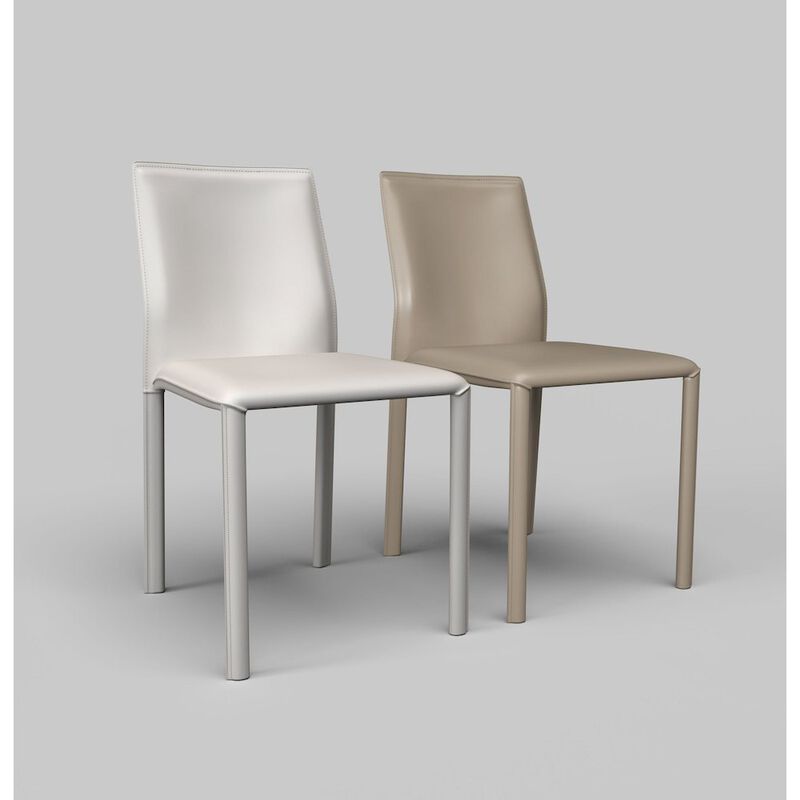 Set of 2 White PU Leather Side Chair, Iron Frame covered with PU leat