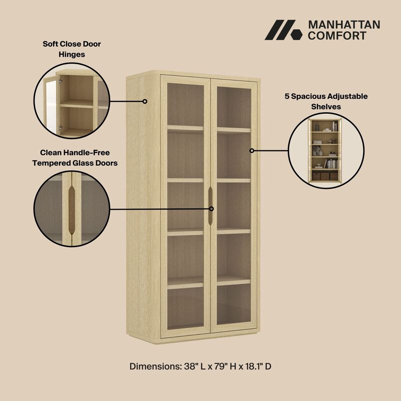 Rivington Neutral Bookcase Cabinet (Set of 2)