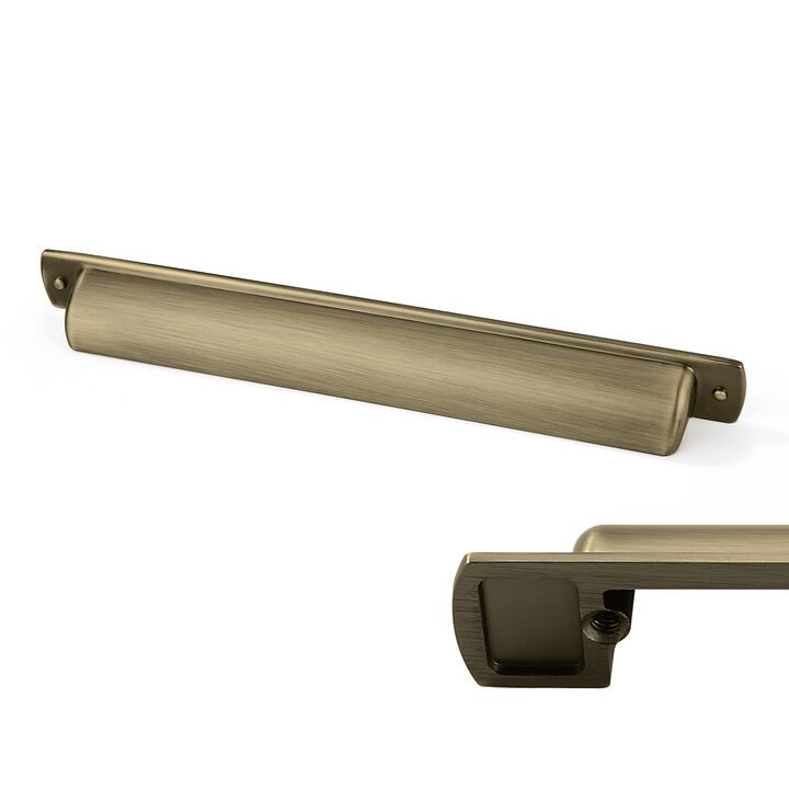 CABDM 2 Pack Cup Pulls 7""(178mm) Center to Center Drawer Pulls Brushed Antique Brass Cabinet Cup Pulls Kitchen Cabinet Hardware