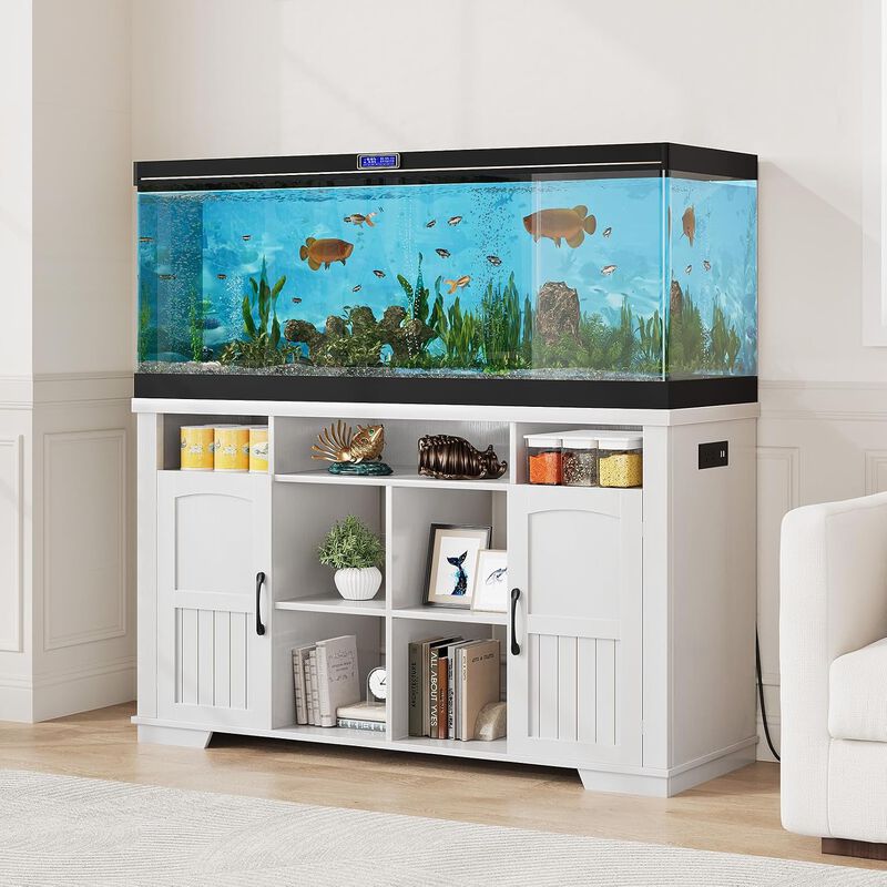 55-75 Gallon Fish Tank Stand with Power Outlet, Aquarium Stand with Cabinets, Shelves for Fish Tank Accessories, Farmhouse Fish Stand Up to 1000LBS image number 5