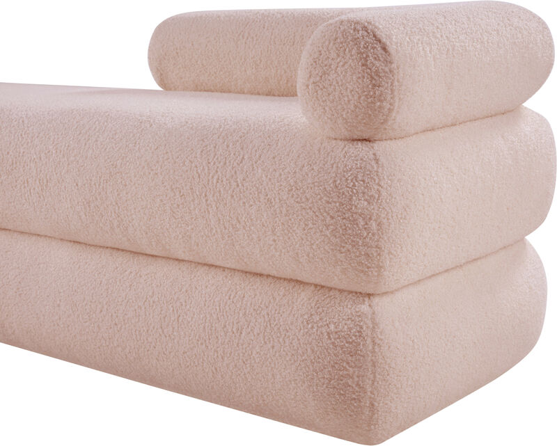 Meridian Furniture Kennedy Pink Faux Shearling Teddy Fabric Bench
