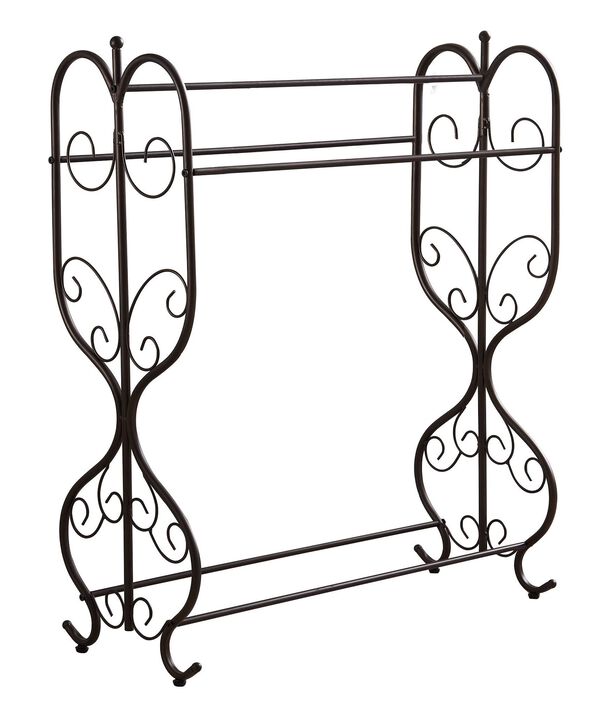 Kings Brand Furniture Freestanding Pewter Metal Towel Rack Stand with 3 Bars for Bathroom, Laundry Room, Blanket Rack