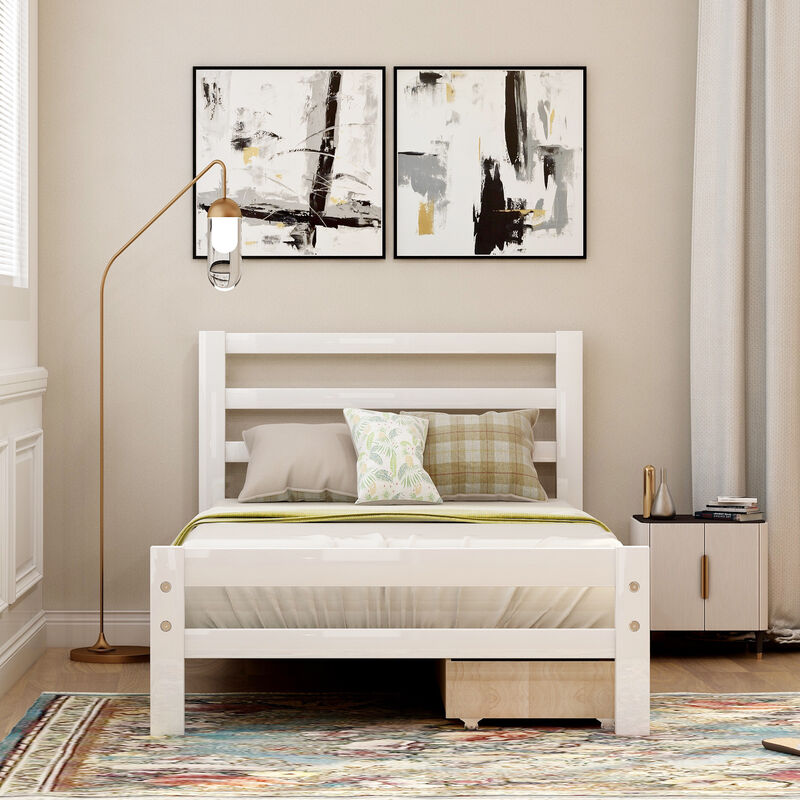 Merax Wood platform bed with two drawers image number 2