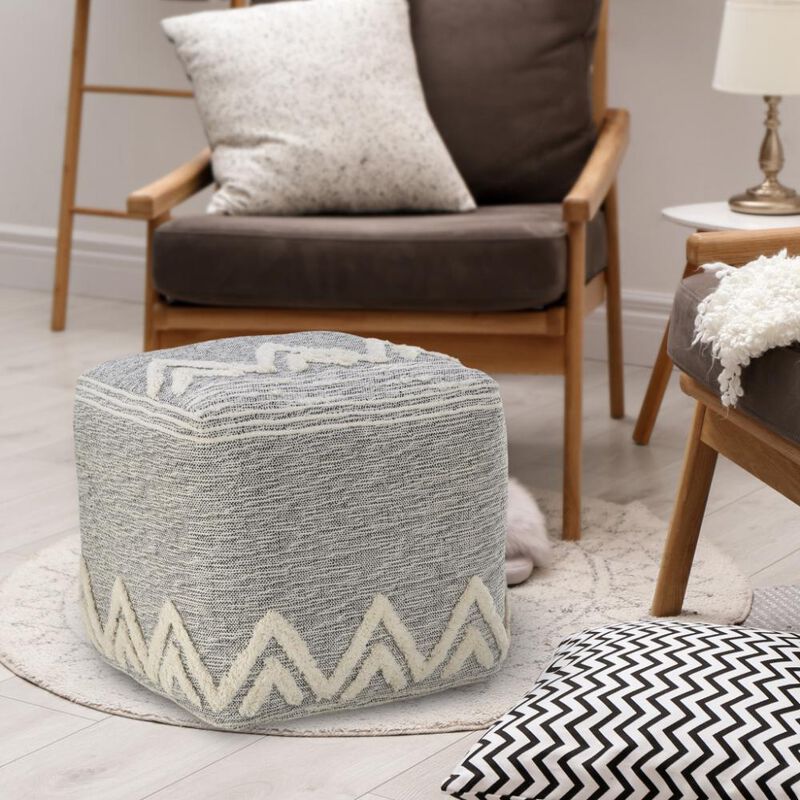 Hivvago 16 Inch Gray Fabric Pouf Ottoman