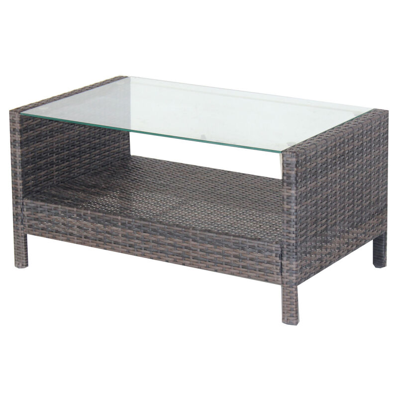 Outdoor patio Furniture Coffee Table with clear tempered glass image number 5