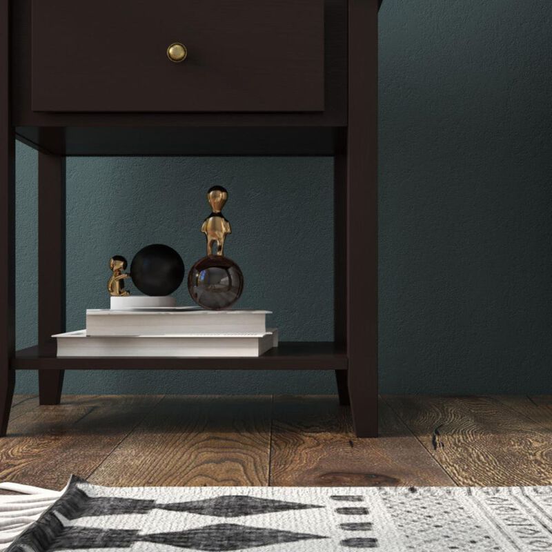 Hivvago Nightstand with Drawer and Storage Shelf for Bedroom Living Room