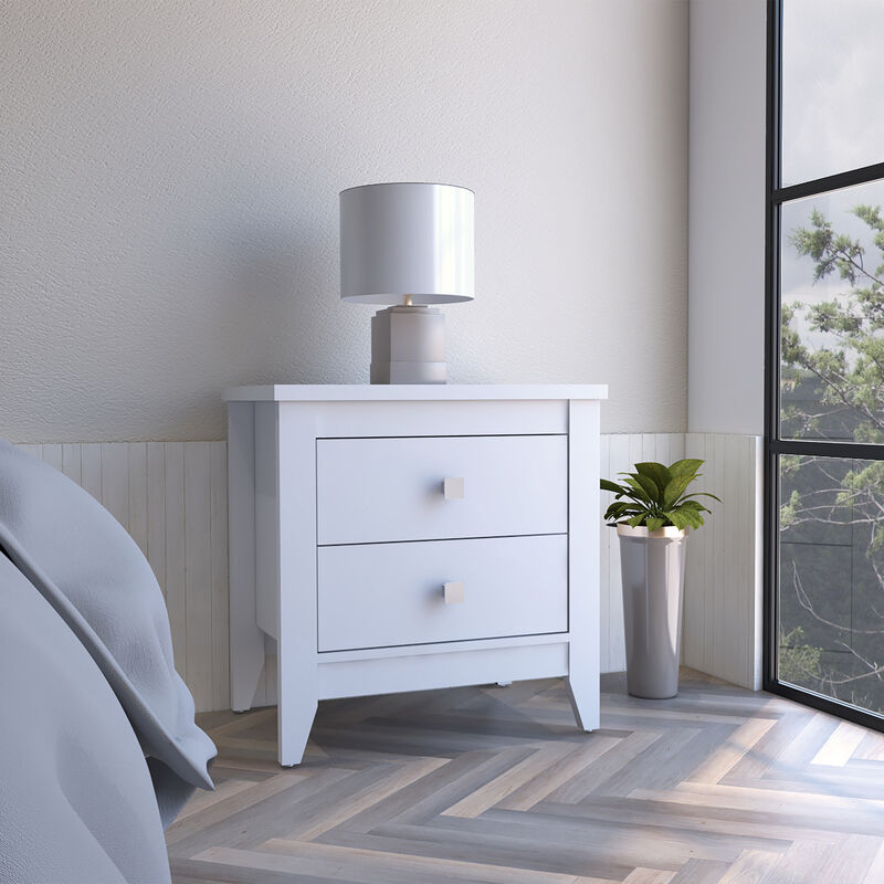 Streamdale Amara Nightstand, Two Shelves, Four Legs - White image number 1