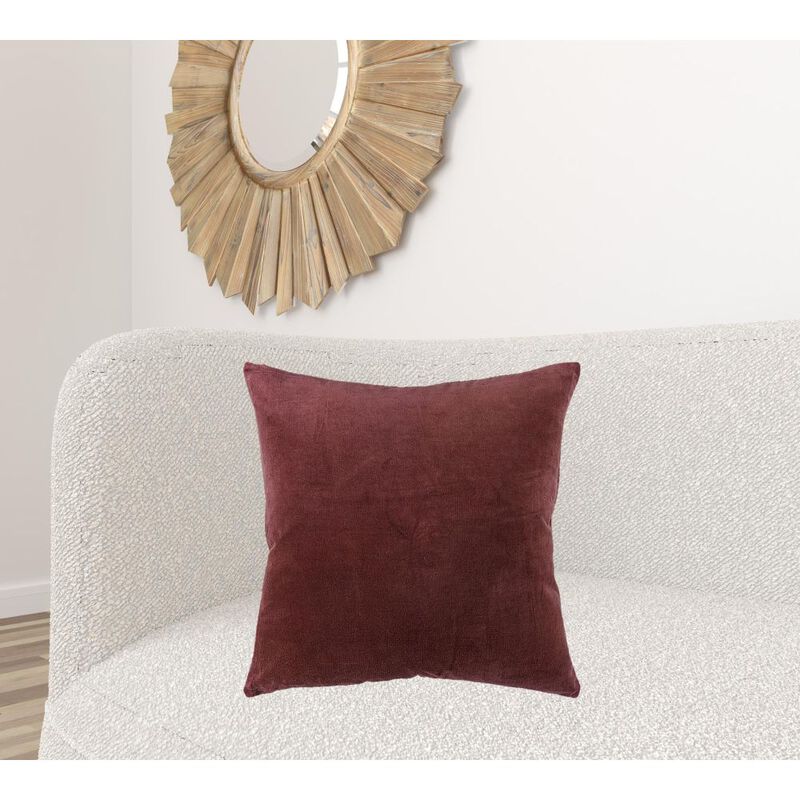 Homezia Rust Solid Reversible Cotton Velvet Throw Pillow image number 5