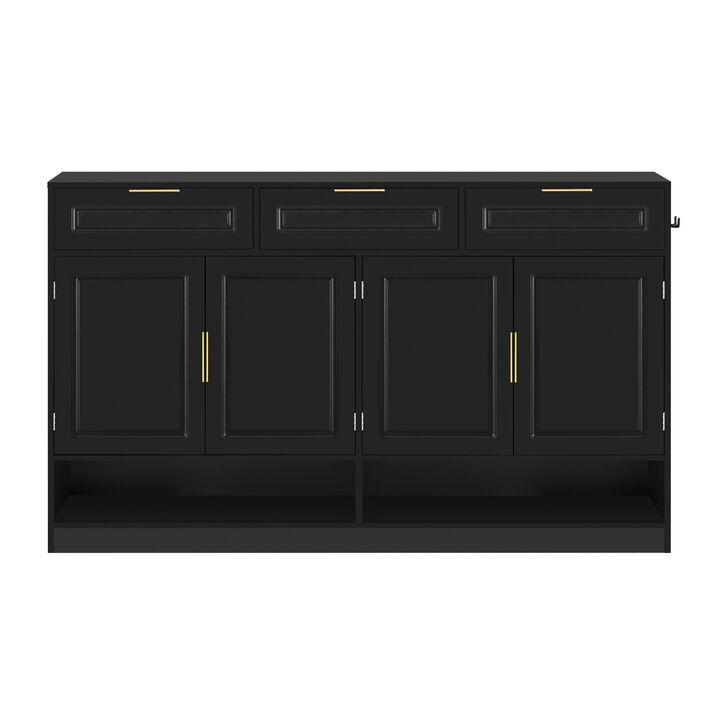 Merax U-Style Farmhouse Sideboard with 3 Drawers & 4 Doors