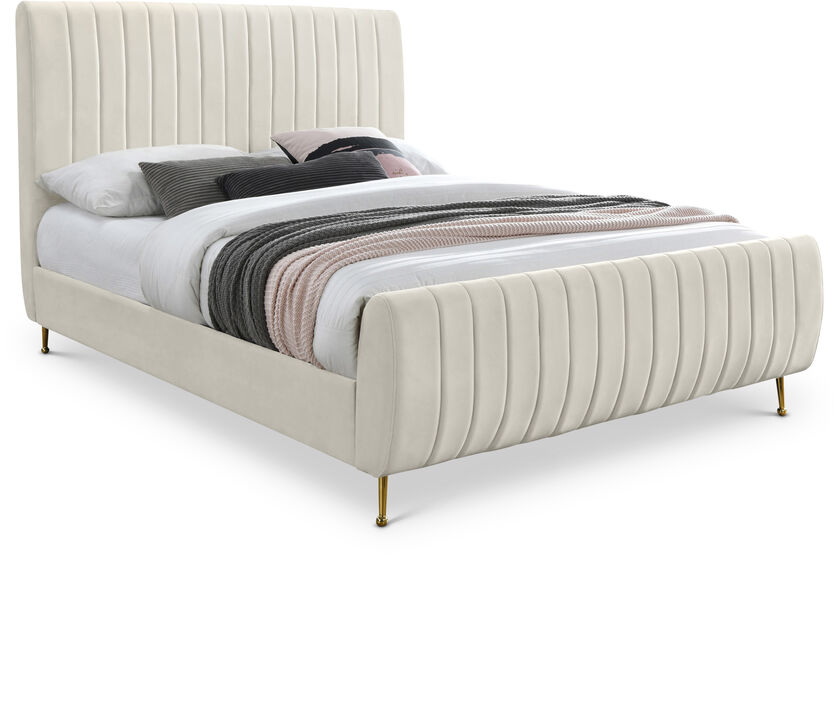 Meridian Furniture Zara Cream Velvet King Bed
