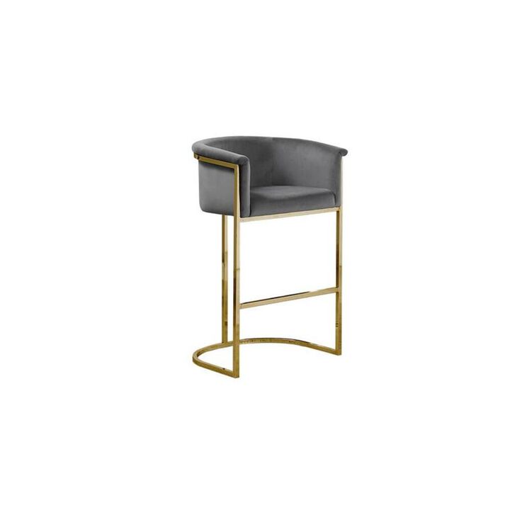 Best Quality Furniture 24 Dark Gray Velvet Upholstered Counter Height with Gold Base-Single