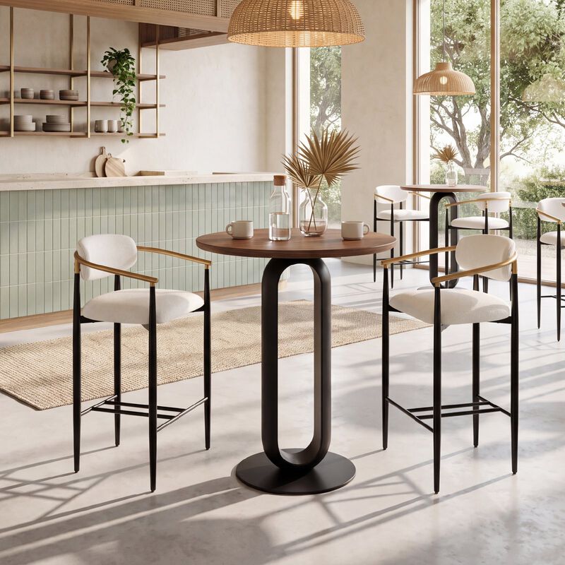 COLAMY MATRIX 29.5'' Upholstered Bar Height Bar Stools with Arms image number 5