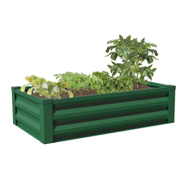QuikFurn Green Powder Coated Metal Raised Garden Bed Planter Made In USA