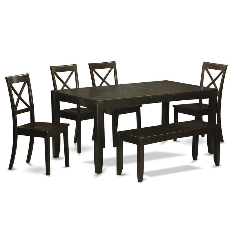 6 Pc Dining Table with bench-Dining Table and 4 Kitchen Dining Chairs plus Bench