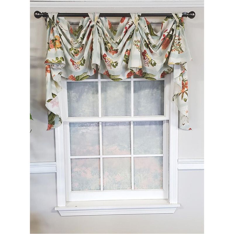 RLF Home Luxurious Modern Design Garden Pallet Victory Swag 3-Scoop Window Valance 50" x 25" Robins Egg