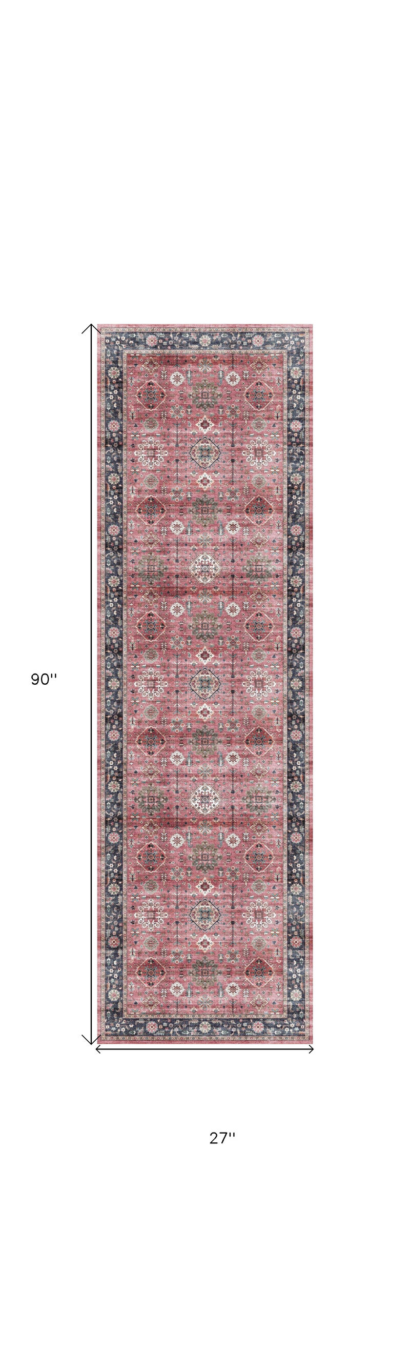 HomeRoots Oriental Distressed Non Skid Runner Rug image number 3