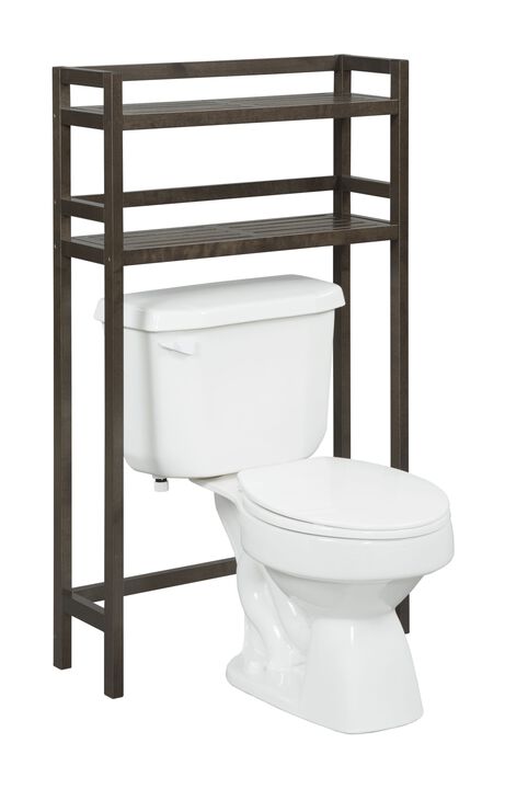 NewRidge Home Goods Solid Wood Dunnsville 2-Tier Space Saver for Bathroom Extra Storage