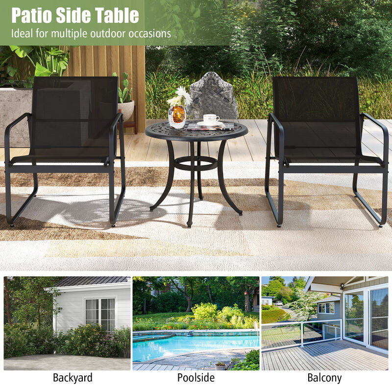 24 Inch Patio Side Table with Adjustable Footpads for Poolside Backyard Balcony-Rustic Brown