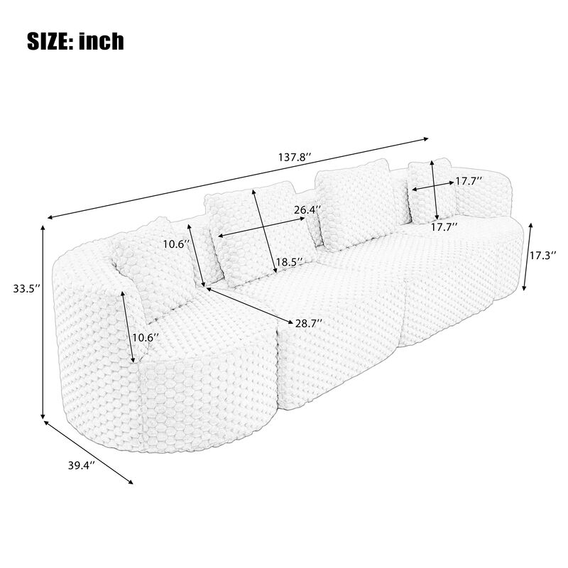 Merax Modular Sofa with Deep Seating & Bubble Velvet Upholstery &ndash; Freely Configurable Sections image number 6